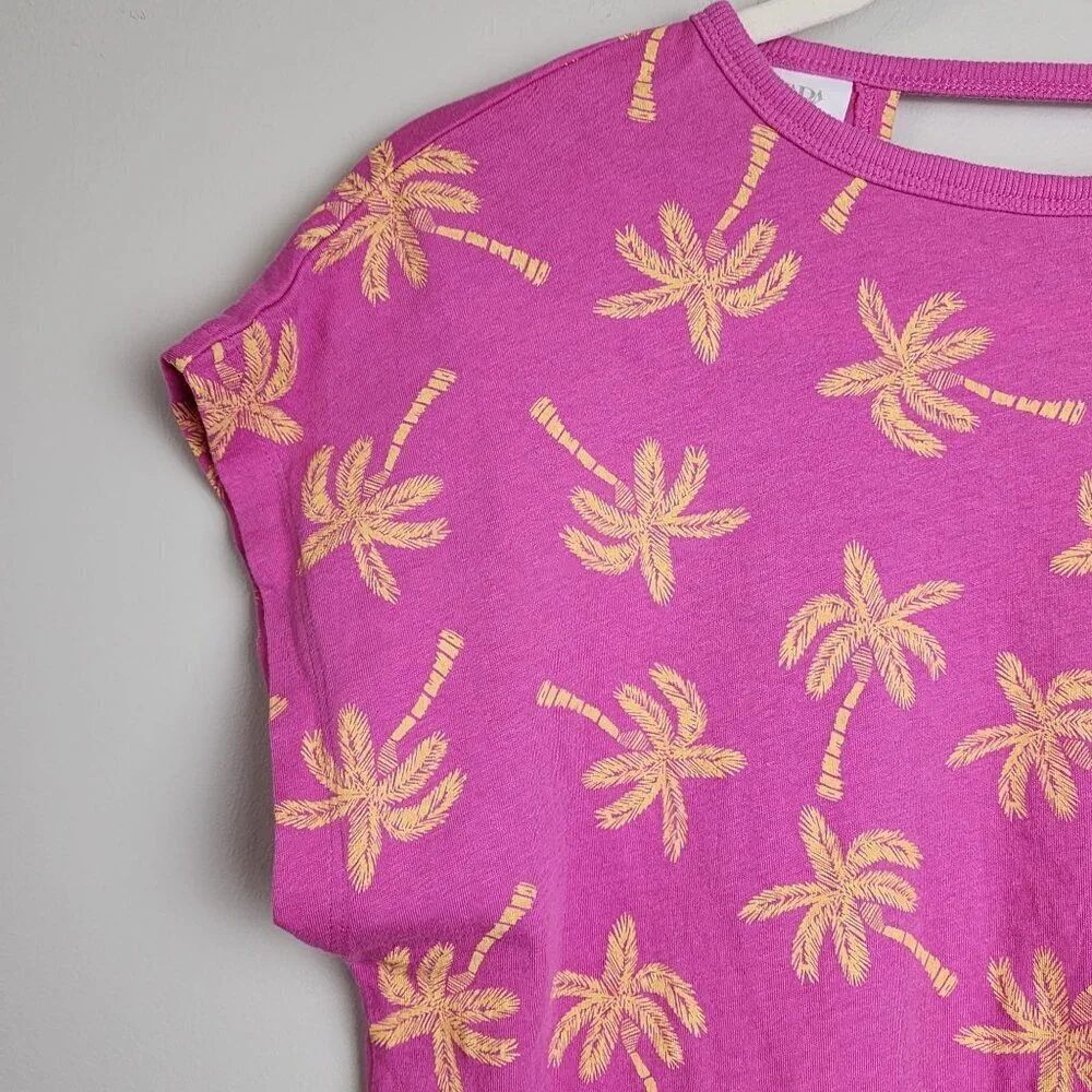 Zara girls sz 11-12 pink palm tree boxy top t shirt